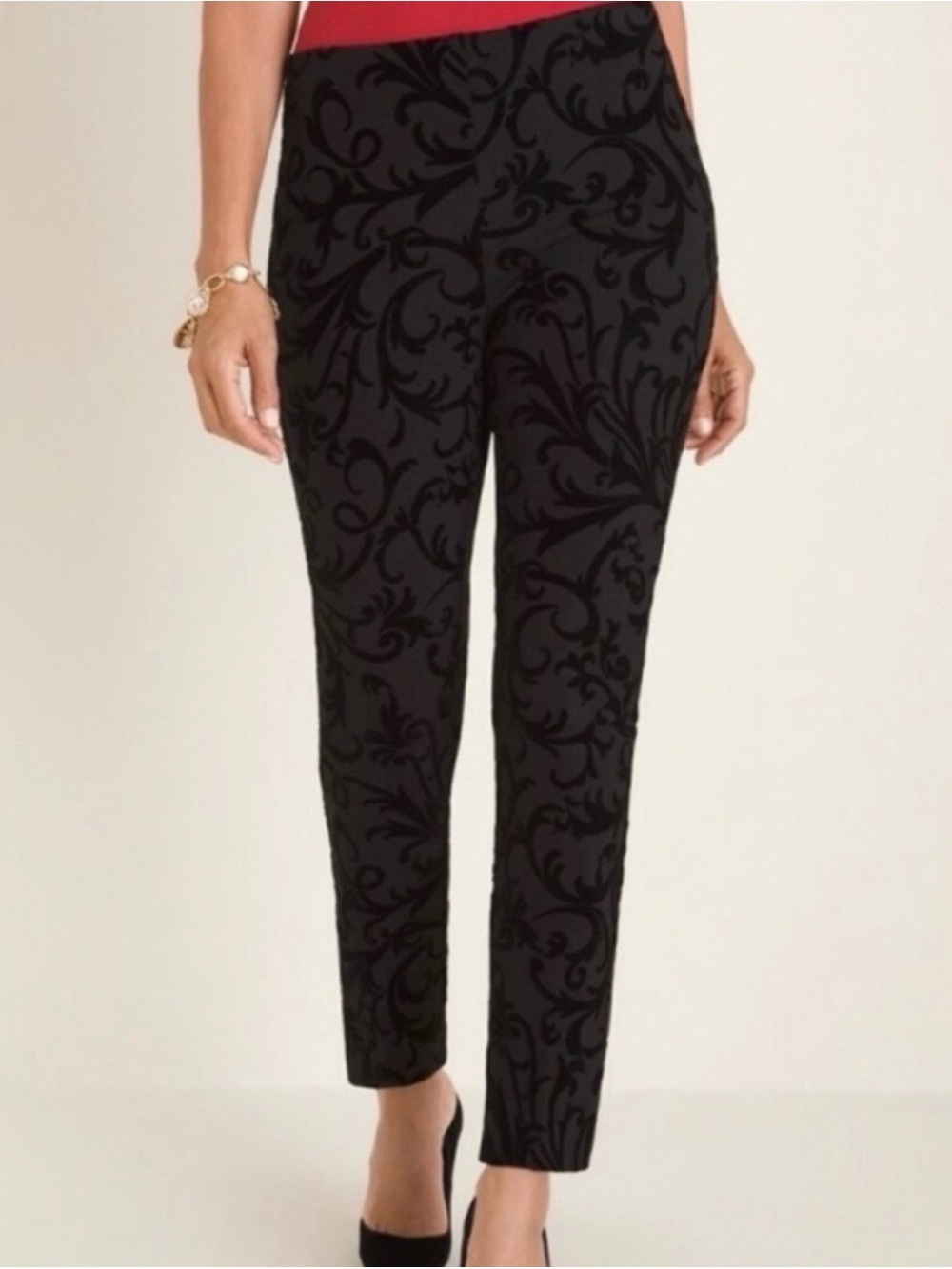 Chico's | So Slimming Juliet Flocked Scroll Ankle Pants